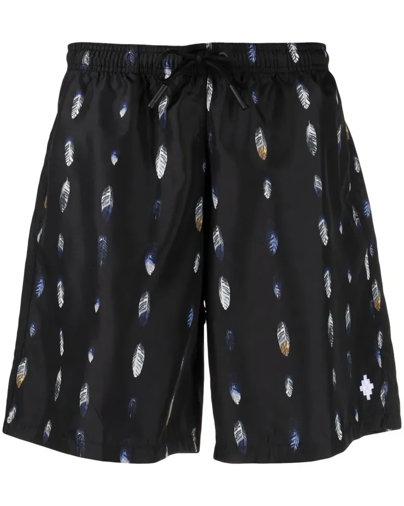 Marcelo Burlon | County of Milan Badeshorts mit Feder-Print - Schwarz Schwarz