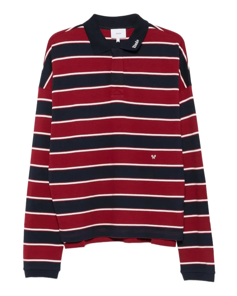 RHUDE striped long-sleeve polo shirt - Rot Rot