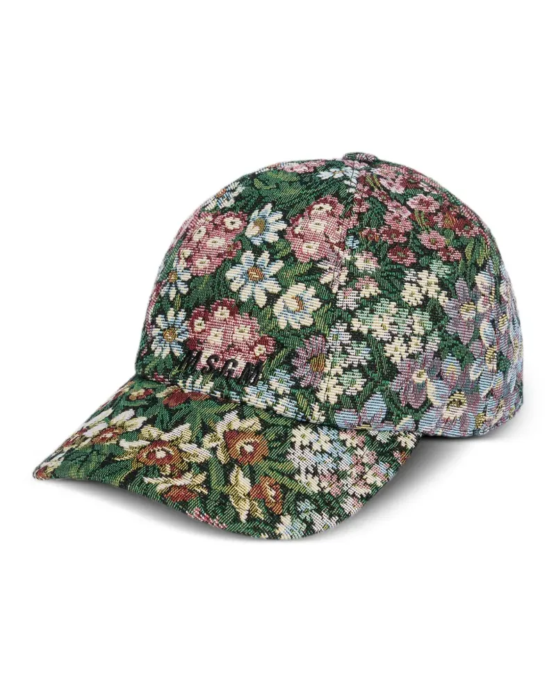 MSGM Baseballkappe mit Blumen - Grün Grün