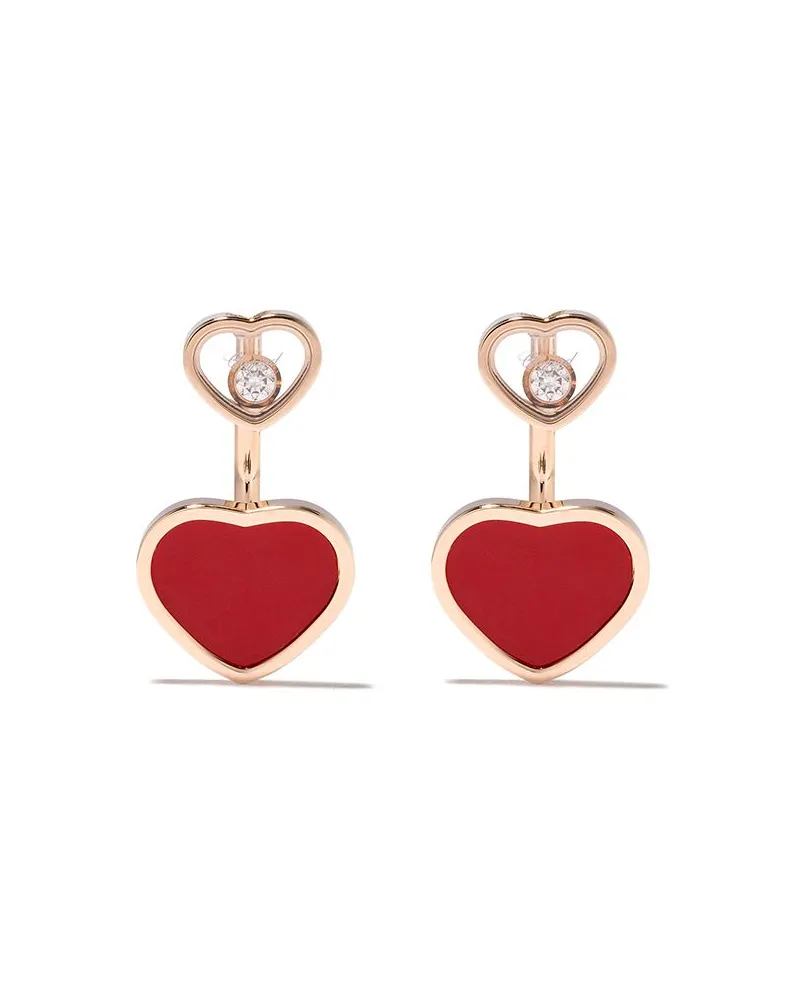 Chopard 18kt 'Happy Hearts' Rotgoldohrringe mit Diamanten - Rosa Rosa