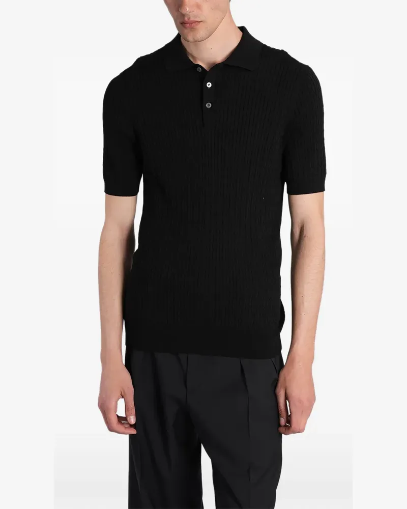 Tagliatore cable-knit polo shirt - Schwarz Schwarz