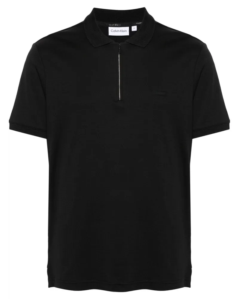 Calvin Klein Bio-Baumwoll-Poloshirt mit Logo-Patch - Schwarz Schwarz