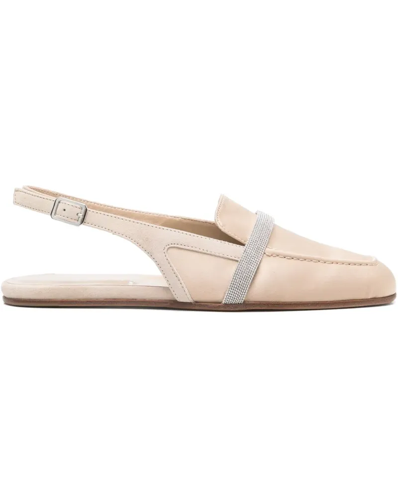 Peserico Slingback-Mules aus Satin - Nude Nude