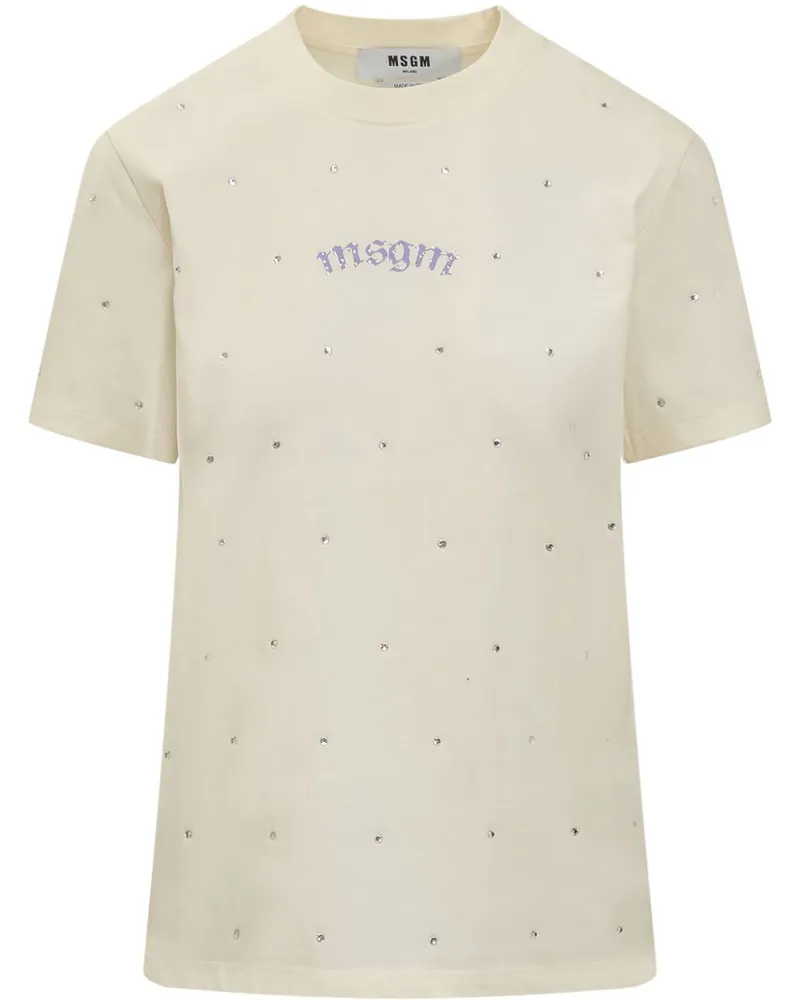 MSGM T-Shirt mit Logo-Print - Nude Nude