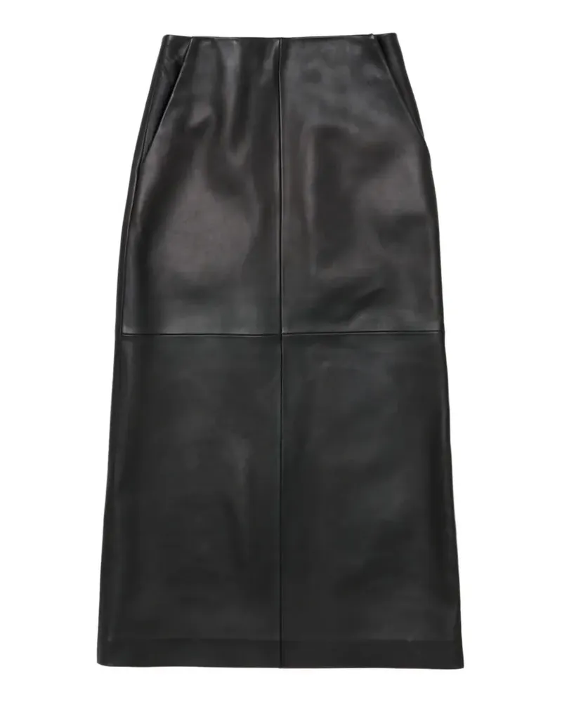Taiga Takahashi leather midi skirt - Schwarz Schwarz