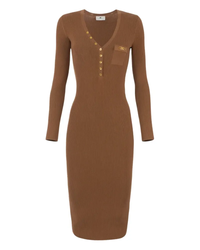 Elisabetta Franchi Geripptes Midikleid - Braun Braun