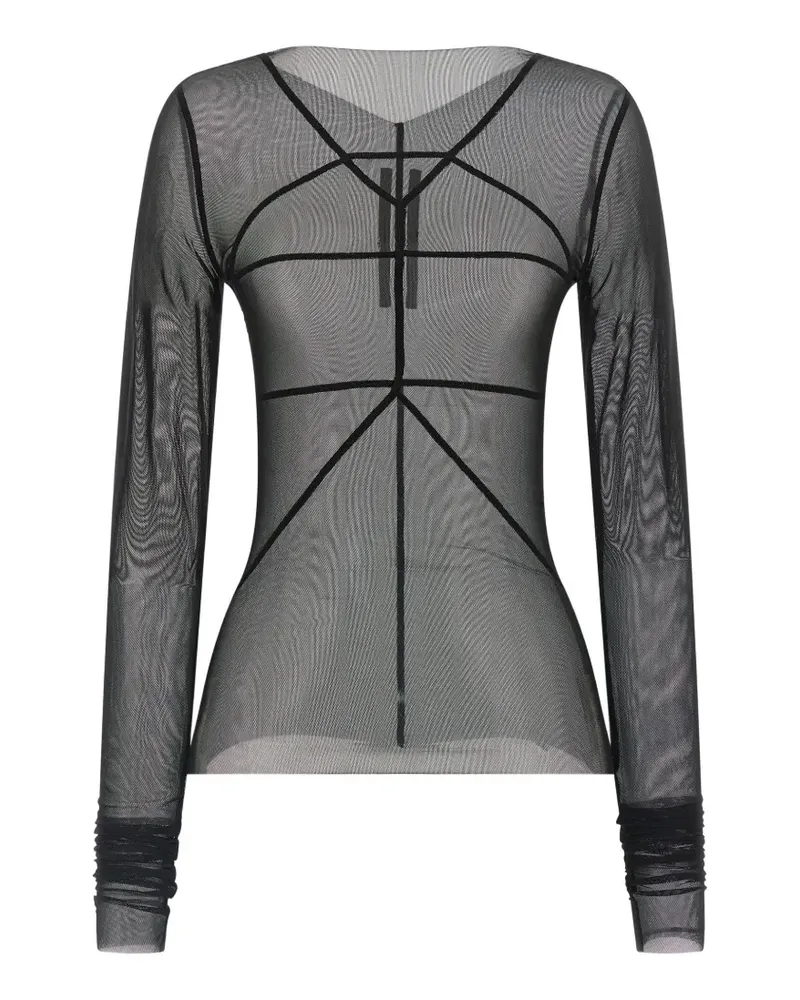 Rick Owens geometric-stitching asymmetric-neck sweater - Schwarz Schwarz