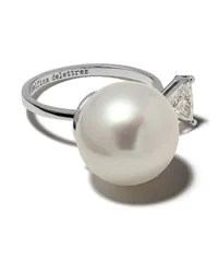 Delfina Delettrez 18kt 'Pearl & Triangle' Weißgoldring Silber