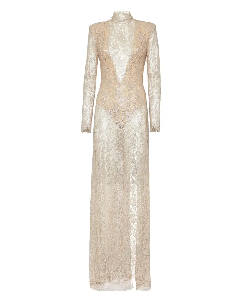 Philipp Plein Maxikleid aus Spitze - Nude Nude