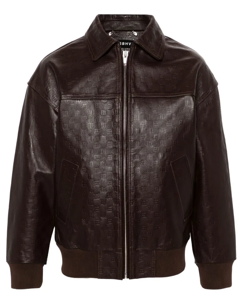 MISBHV Lederjacke mit Logo-Prägung - Braun Braun