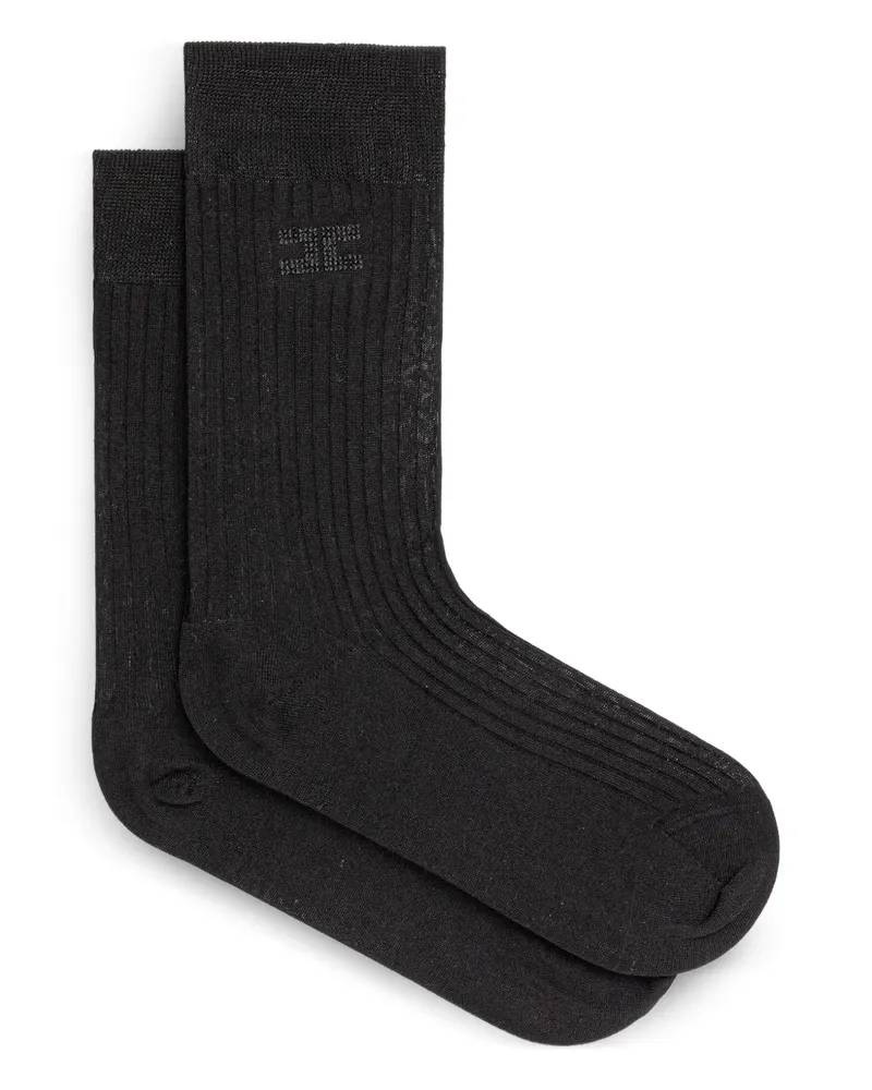 Elisabetta Franchi Gerippte Socken mit Logo - Schwarz Schwarz