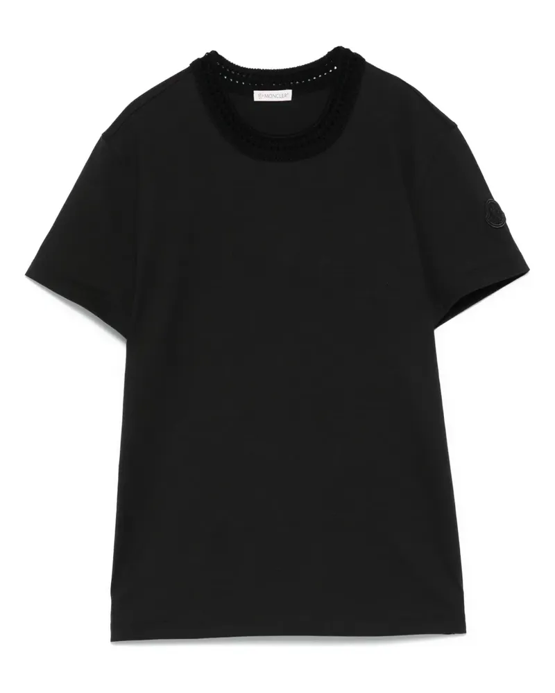 Moncler T-Shirt mit gehäkeltem Akzent - Schwarz Schwarz