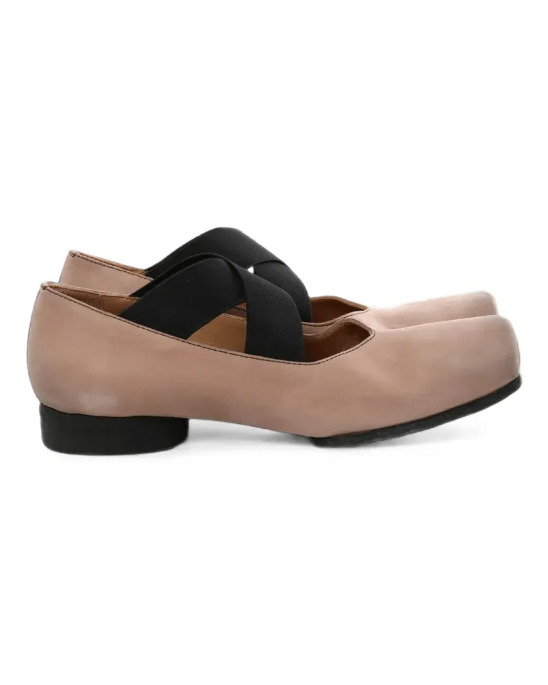 Uma Wang crossover-strap squared-toe ballet flats - Rosa Rosa