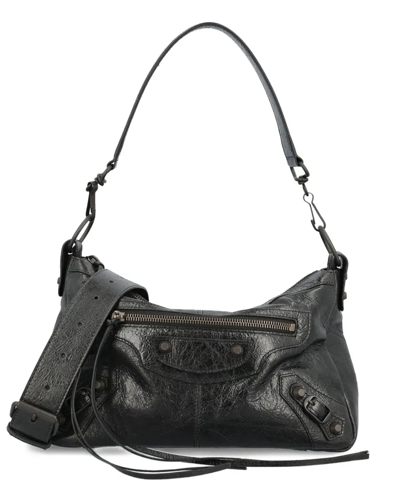 Balenciaga small Le City Moto leather shoulder bag - Schwarz Schwarz