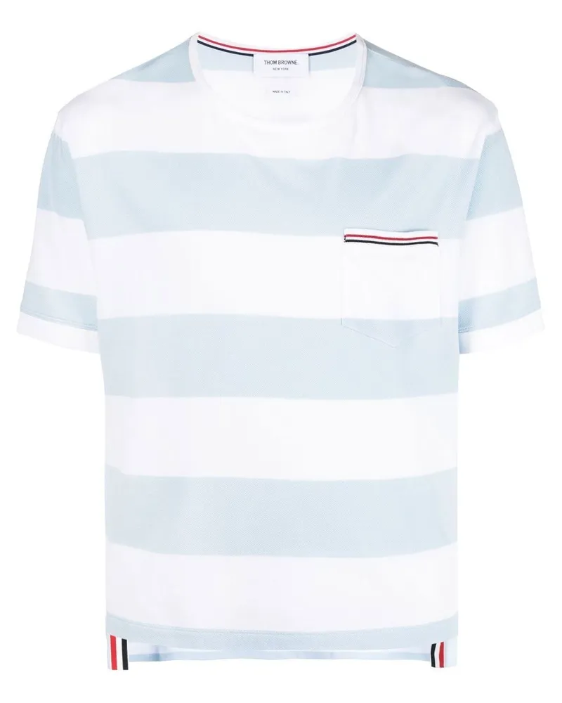 Thom Browne Gestreiftes T-Shirt Blau