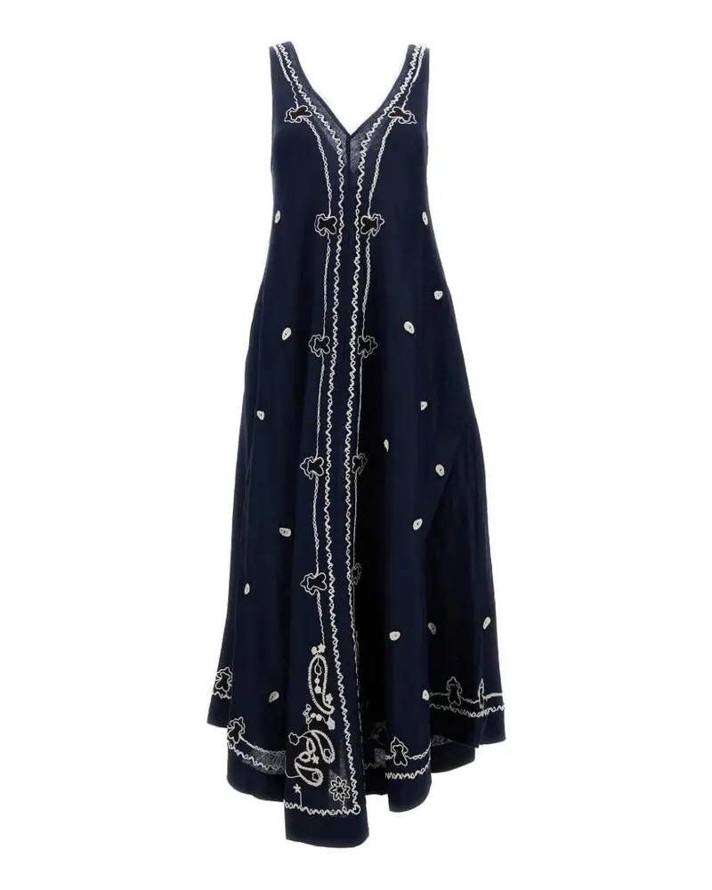 P.A.R.O.S.H. P.A.R.O H. Besticktes Maxikleid in A-Linie - Blau Blau