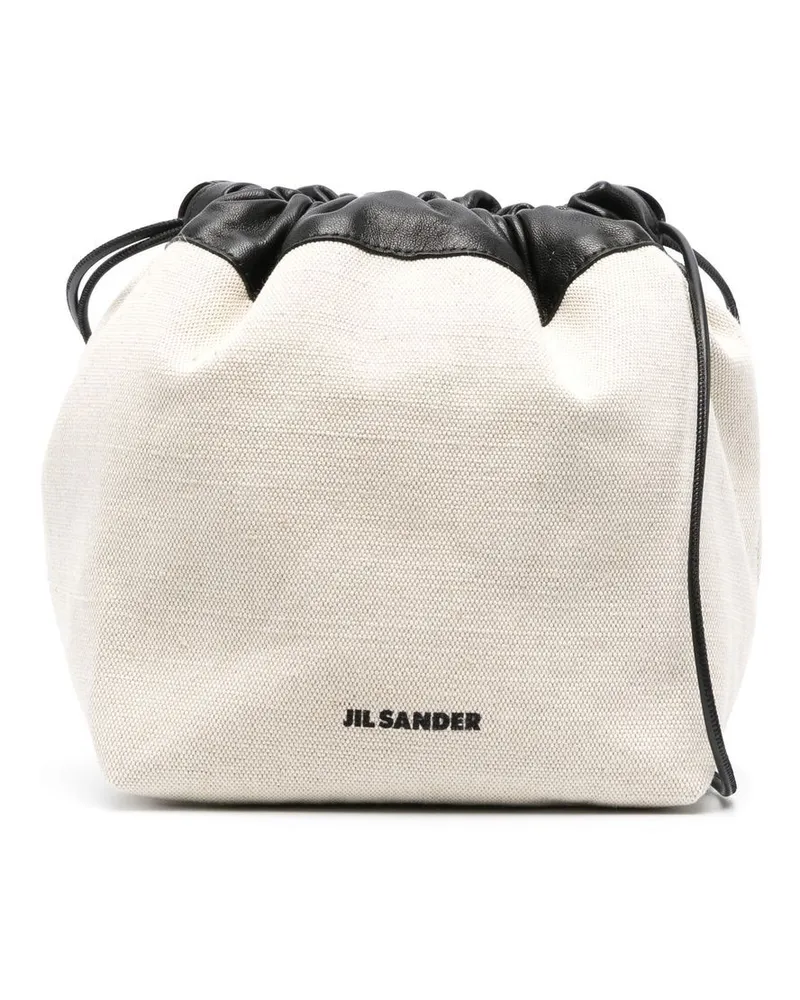Jil Sander Beuteltasche mit Logo-Print - Nude Nude