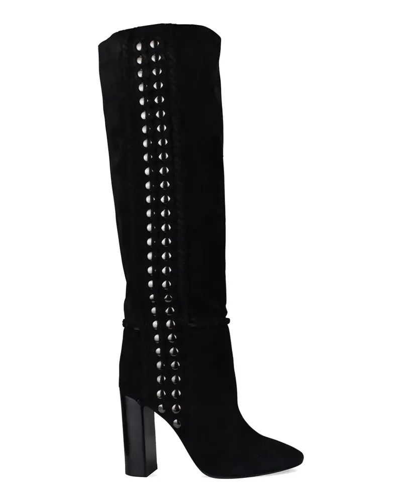 Saint Laurent Stiefel aus Wildleder mit Nieten - Schwarz Schwarz