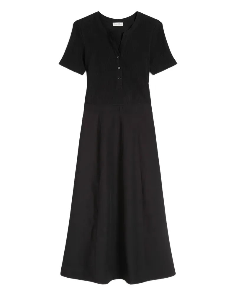 Marc O'Polo Geripptes Midikleid - Schwarz Schwarz