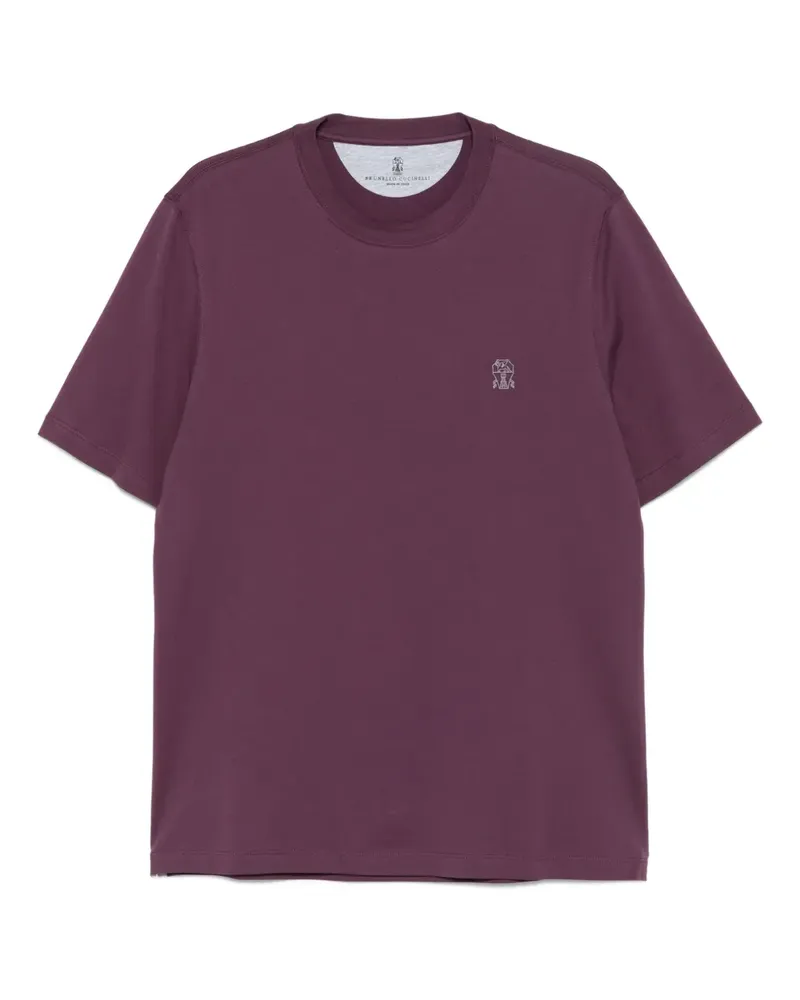 Brunello Cucinelli T-Shirt mit Logo-Stickerei - Violett Violett