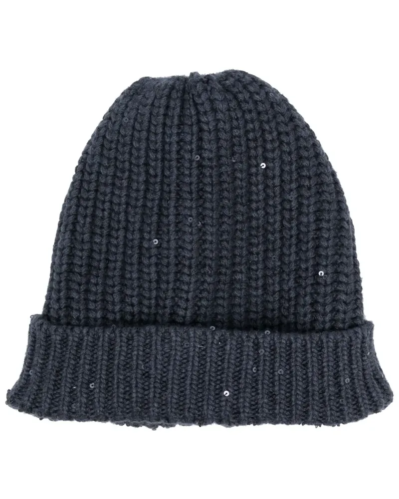 Brunello Cucinelli Gerippte Beanie - Blau Blau