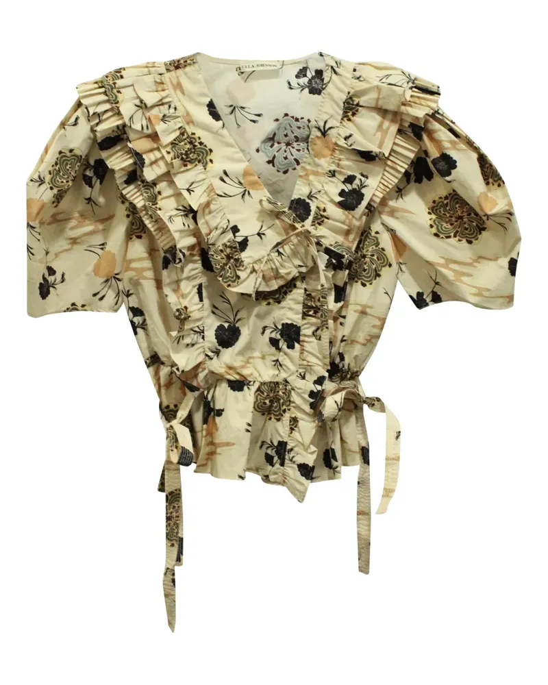 Ulla Johnson floral-print ruffled blouse - Nude Nude