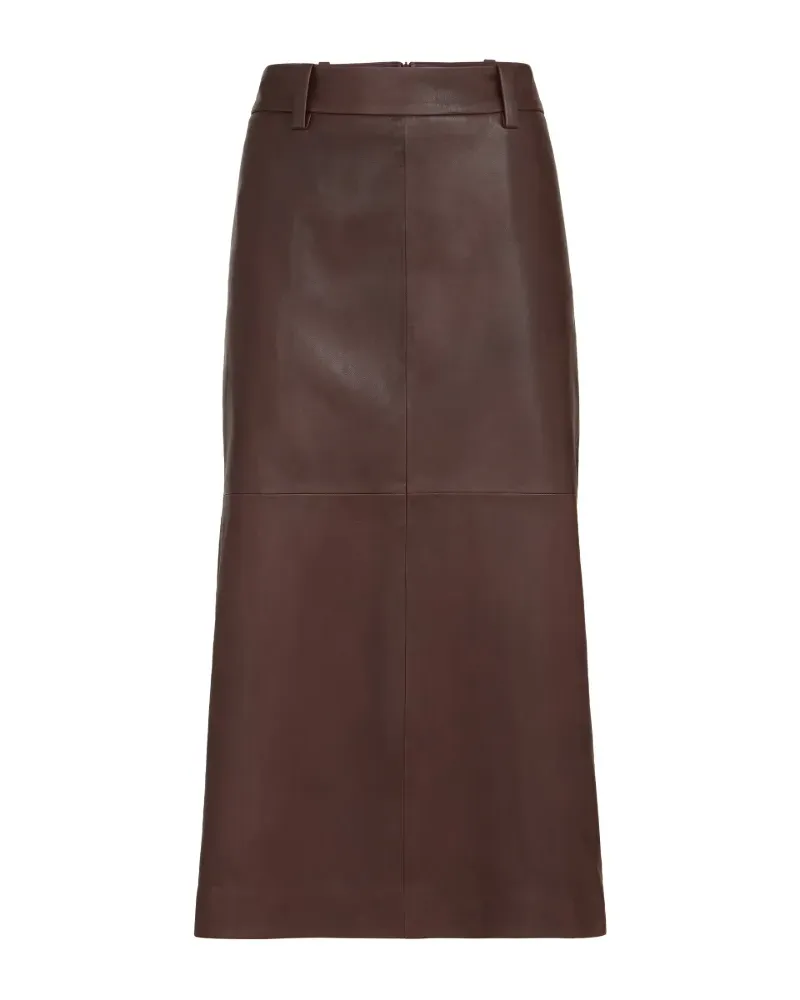 Brunello Cucinelli Bleistiftrock aus poliertem Nappaleder - Braun Braun