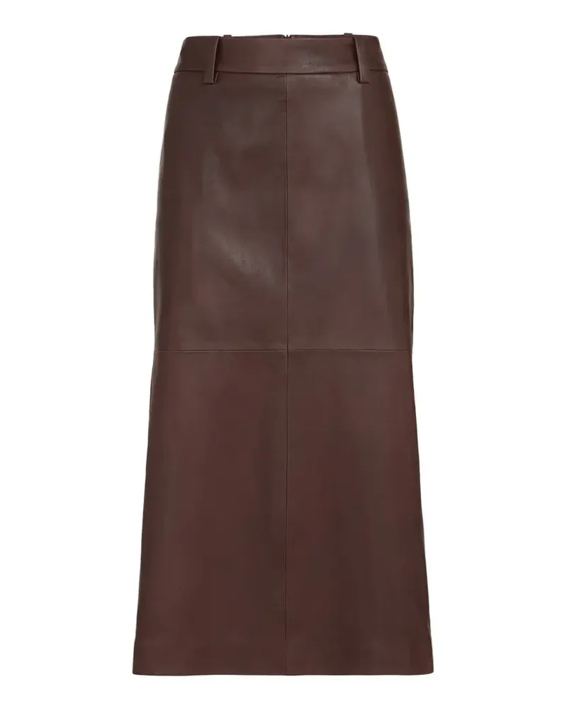Brunello Cucinelli Bleistiftrock aus poliertem Nappaleder - Braun Braun