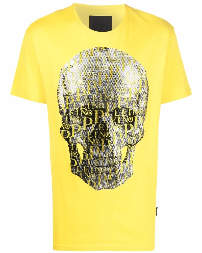 Philipp Plein T-Shirt mit Totenkopf - Gelb Gelb