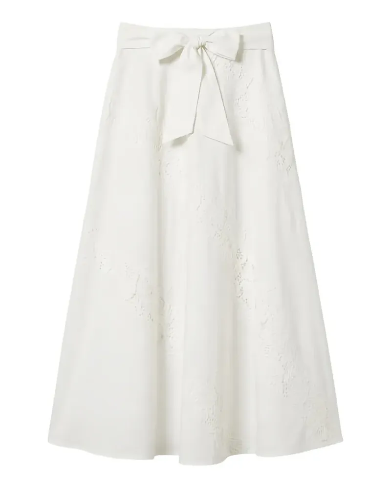 Twin-Set lace-panel bow-detail midi skirt - Weiß Weiß