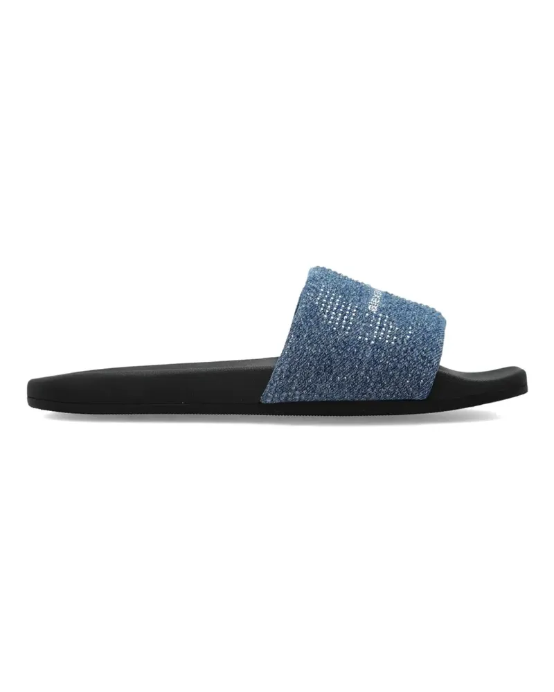 Alexander Wang sequin-embellished denim slides - Blau Blau