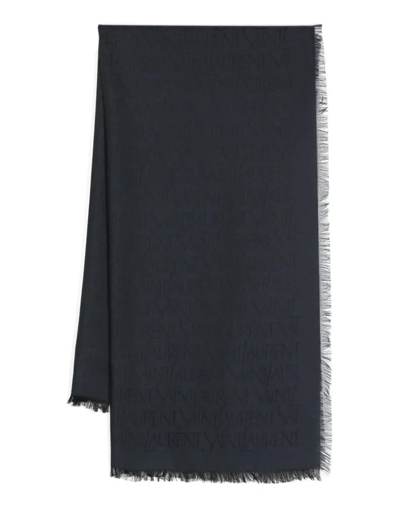 Saint Laurent Jacquard-Schal mit Logo - Blau Blau