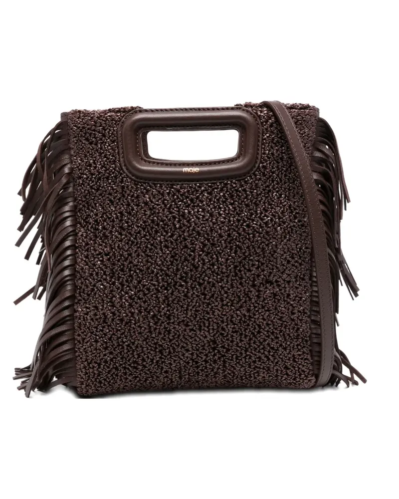 Maje Tote Bag mit Fransen - Braun Braun