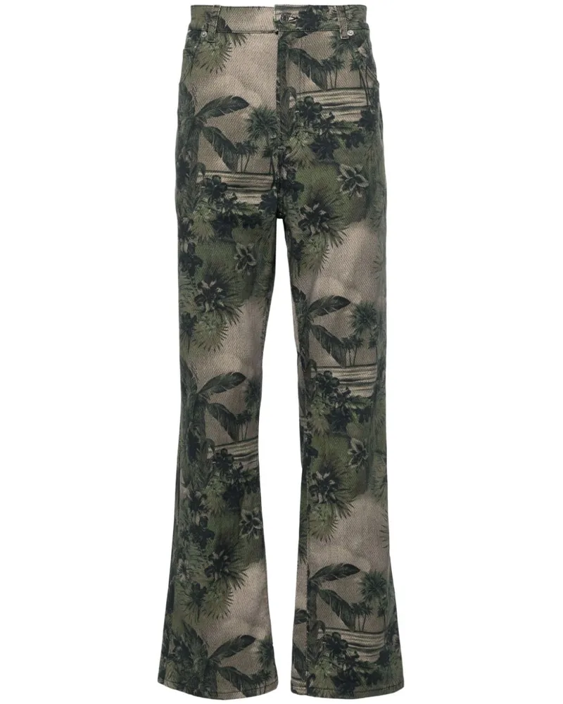 Roberto Cavalli Gerade Jeans mit Camouflage-Print Grün