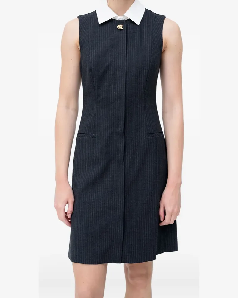 HUGO BOSS pinstripe collared mini dress - Blau Blau