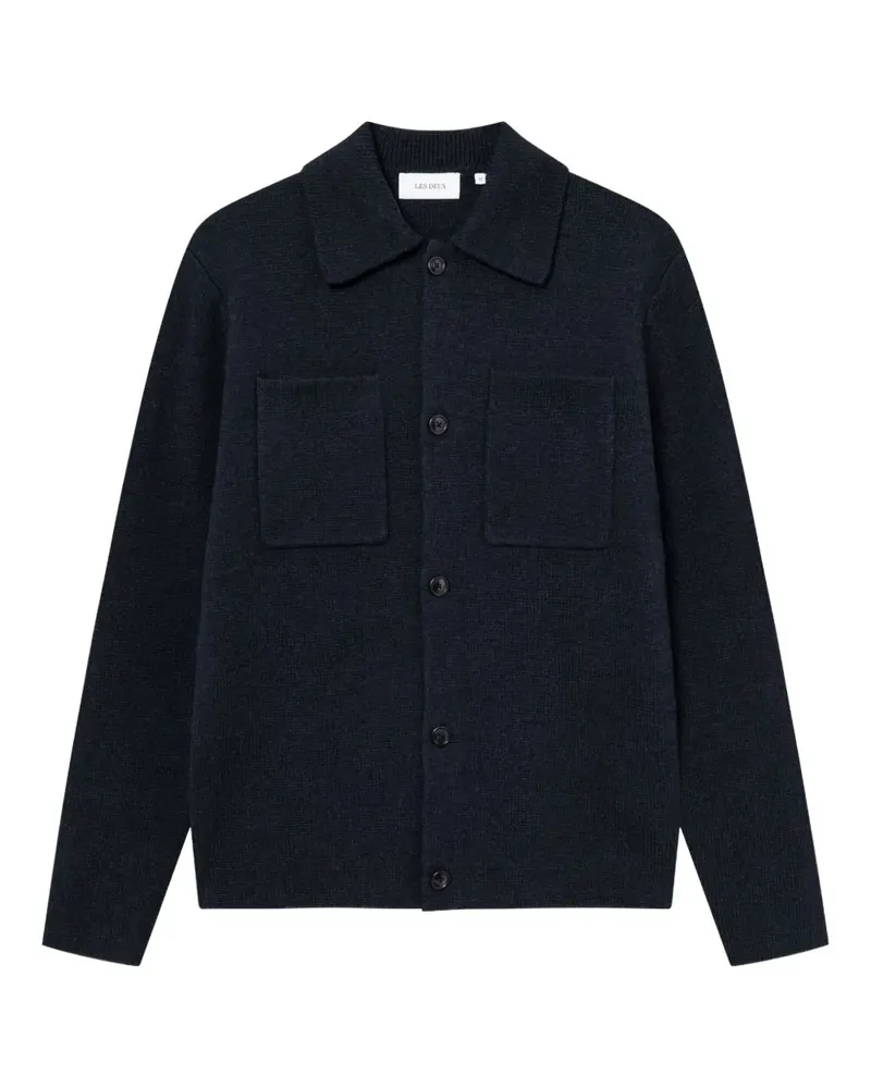 LES DEUX Milano Hemdjacke in Strickoptik - Blau Blau