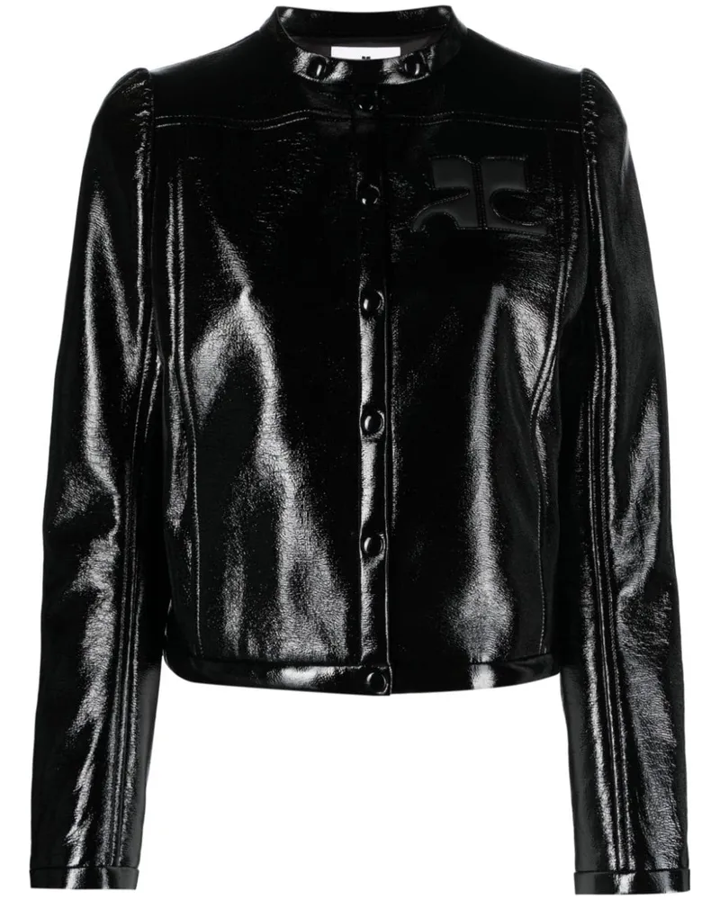 Courrèges Jacke mit Logo-Patch - Schwarz Schwarz