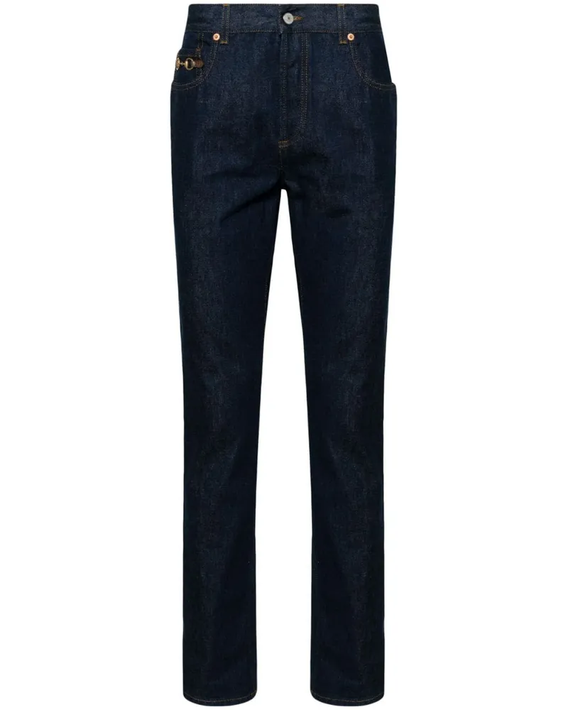 Gucci Straight-Leg-Jeans mit Horsebit-Detail Blau