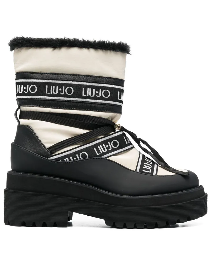 Liu Jo Flatform-Stiefeletten mit Logo - Schwarz Schwarz