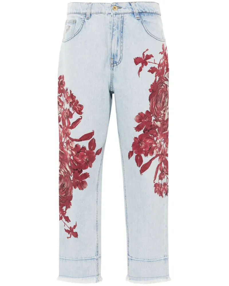 Blumarine Jeans mit Rosen-Print - Blau Blau
