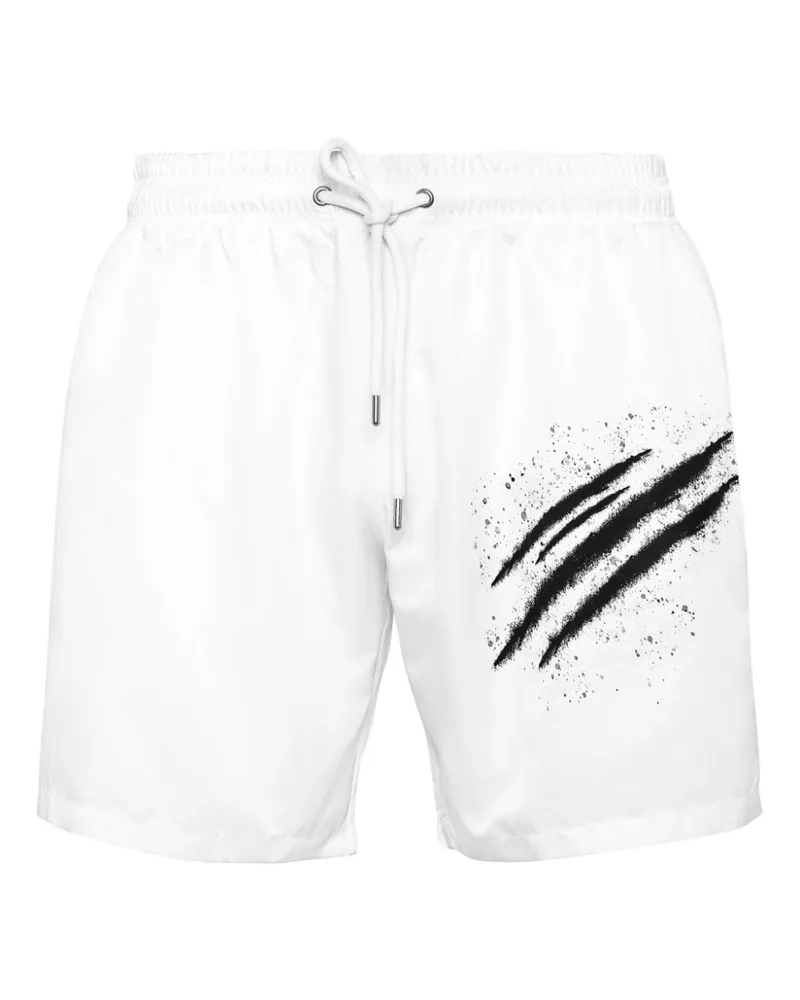 Philipp Plein Signature Slash Badeshorts Weiß