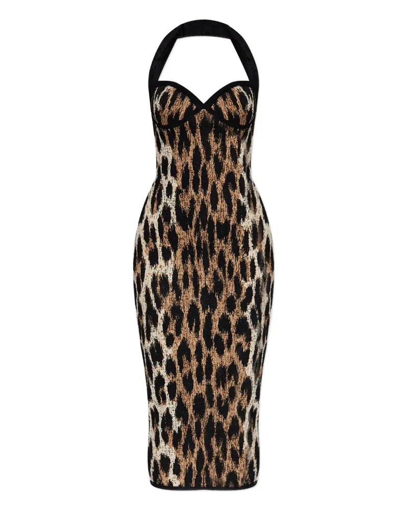 Balmain Midikleid mit Leoparden-Print - Braun Braun