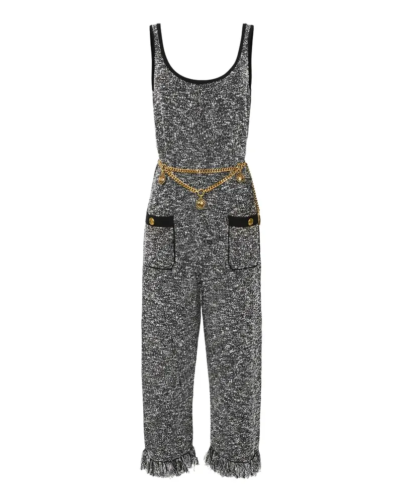 Elisabetta Franchi fringed bouclé knit jumpsuit - Schwarz Schwarz