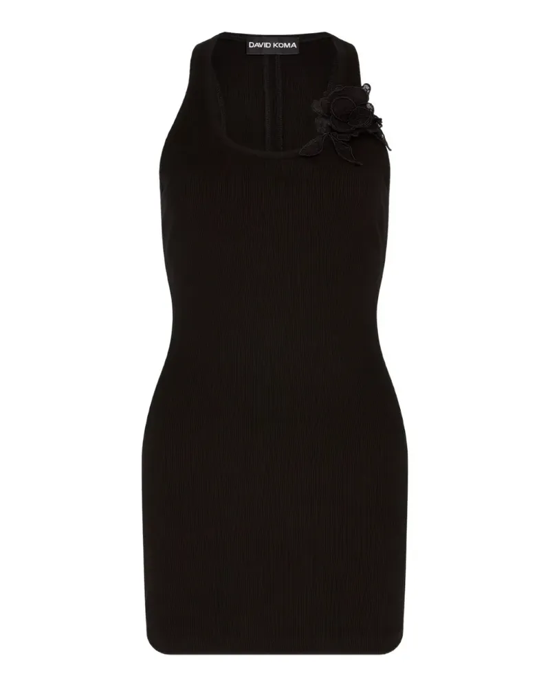 David Koma flower detail mini dress - Schwarz Schwarz