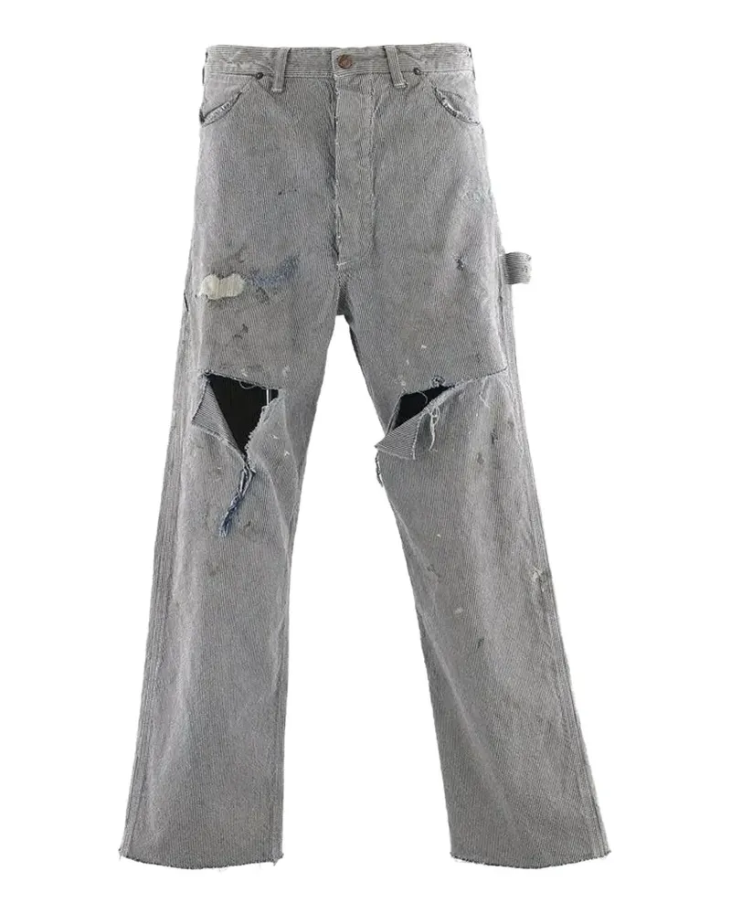SAINT MXXXXXX Hickory-stripe distressed jeans - Blau Blau