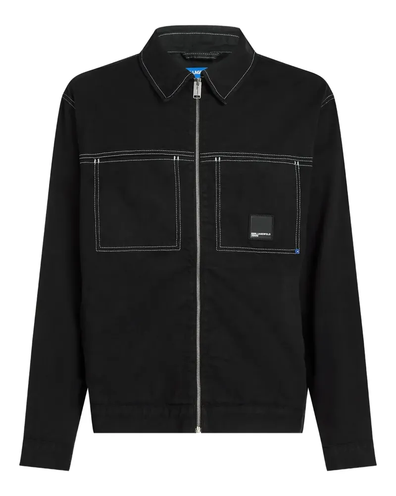 Karl Lagerfeld Hemdjacke mit Kontrastnähten - Schwarz Schwarz