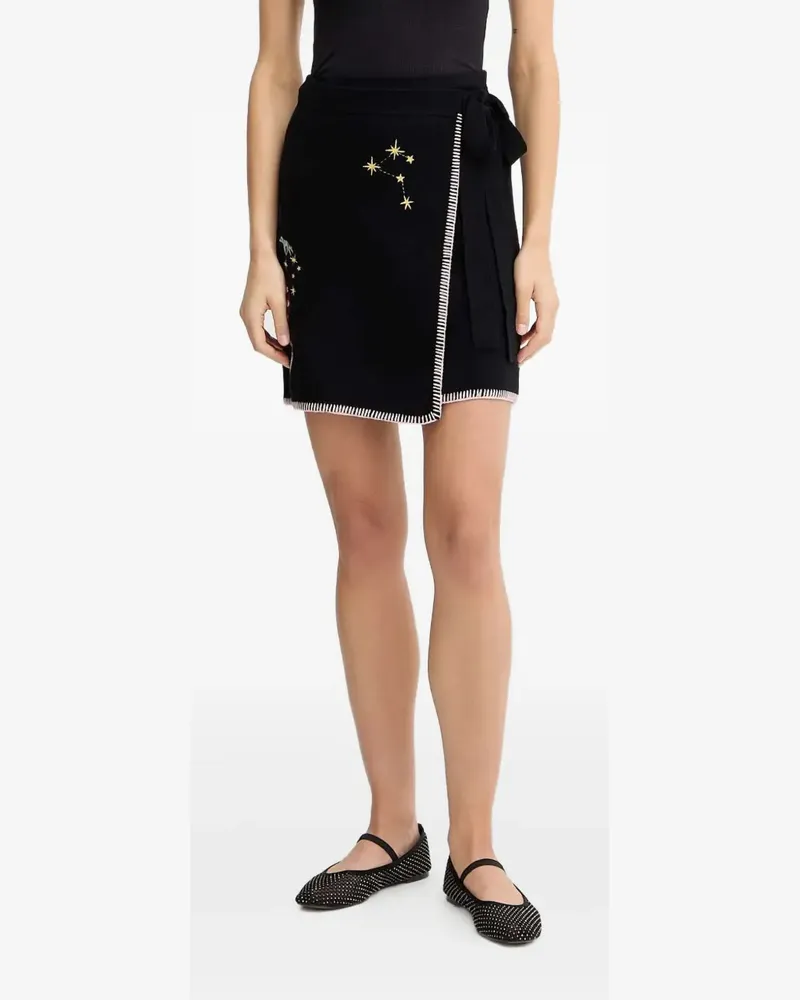 Never Fully Dressed embroidered tie mini skirt - Schwarz Schwarz