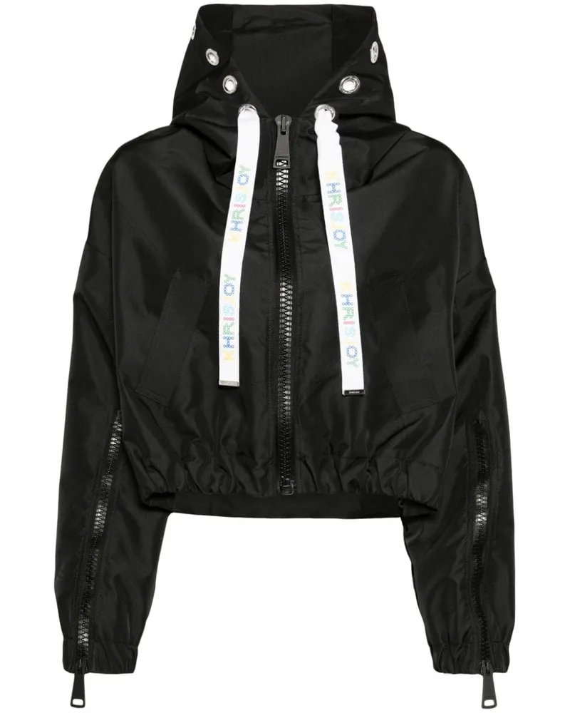 KHRISJOY Cropped-Windbreaker mit Kapuze Schwarz