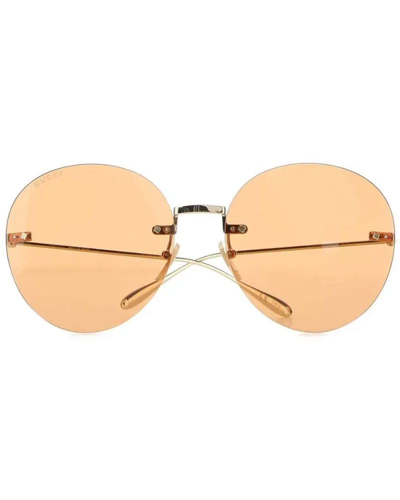 Gucci Sonnenbrille mit rundem Gestell - Gold Gold