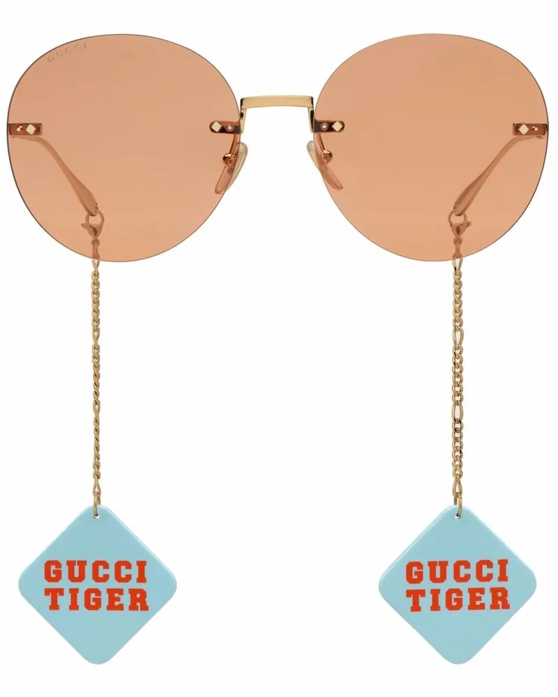 Gucci Sonnenbrille mit rundem Gestell - Gold Gold